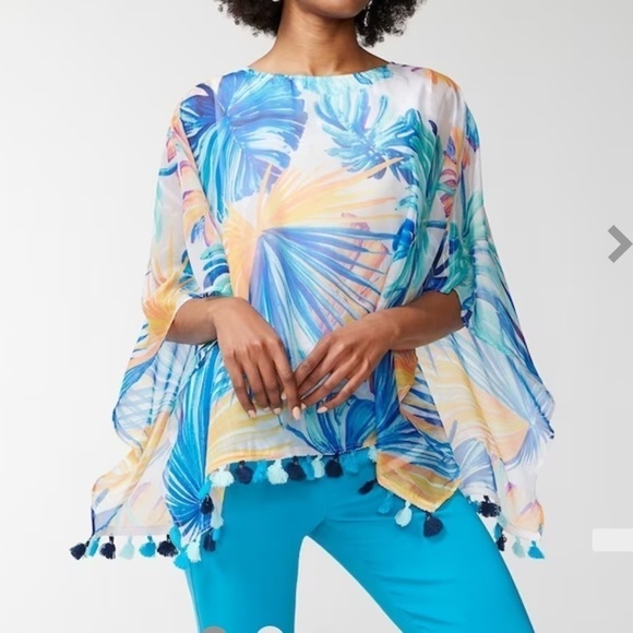 Chicos Jungle Palms Jayma Tassel Top - Picture 8 of 9